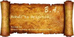 Boháts Arisztid névjegykártya